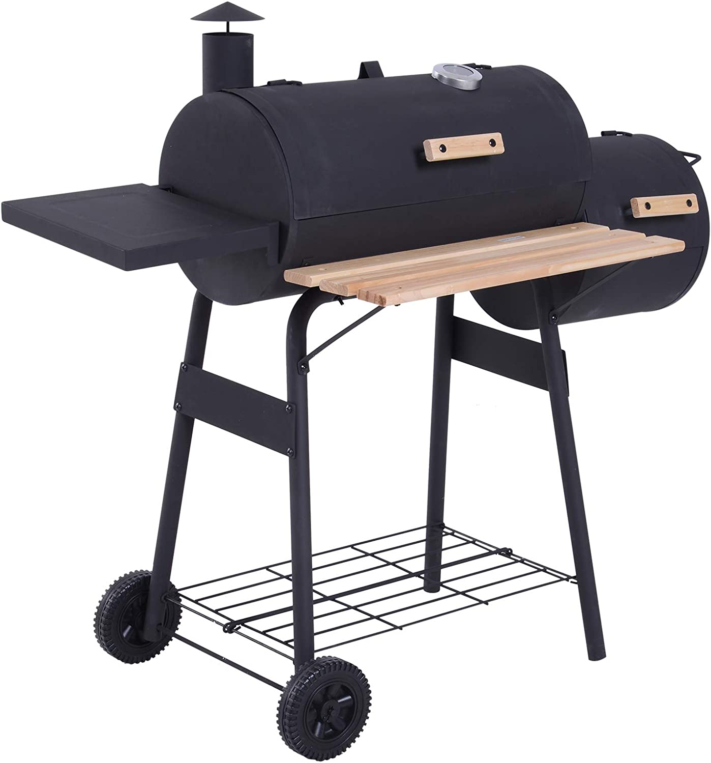 Outsunny Steel Portable Backyard Charcoal BBQ Grill and Offset Smoker