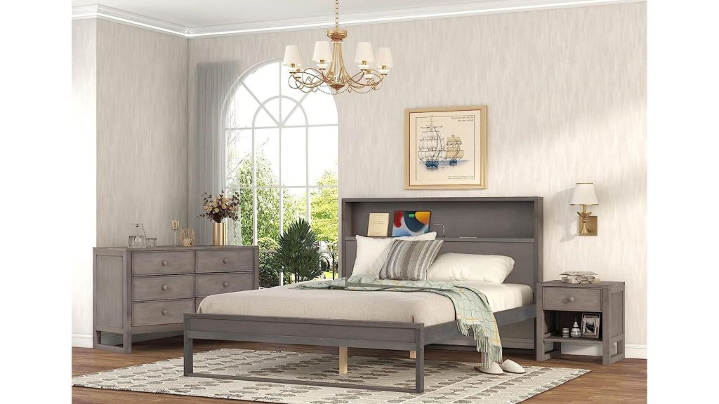 P PURLOVE 3 Piece Queen Bedroom Furniture Set